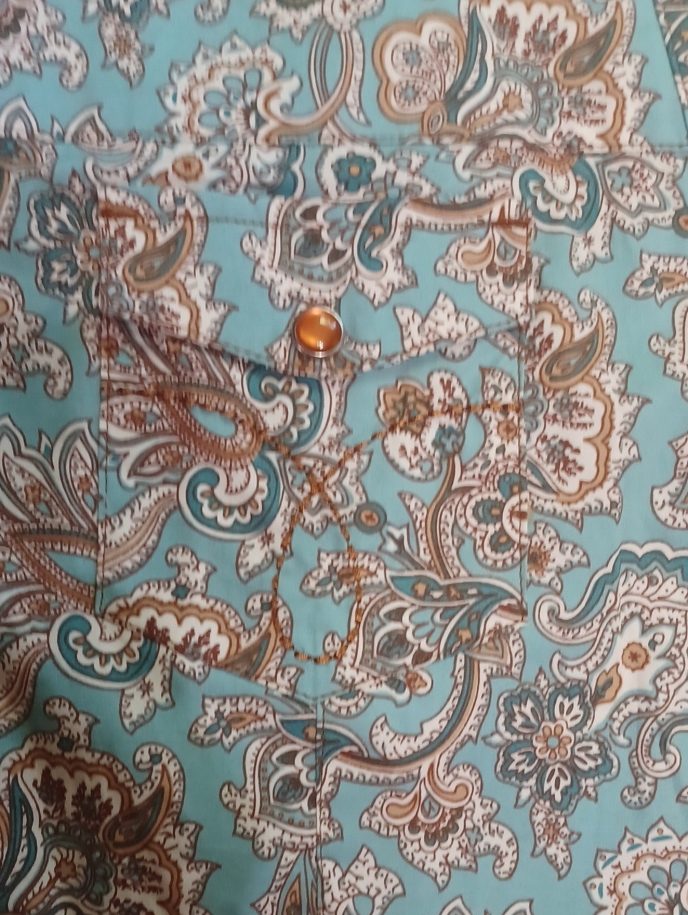 Pendleton Women's Turquoise/Tan Paisley Western Snap Button Shirt Size L NWOT - Picture 3 of 7